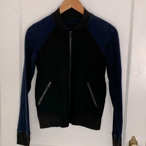 lululemon Athletica, RARE, Bomber Jacket, Black with Navy Blue Sleeves, Size 4